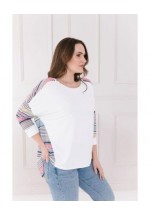 A Postcard From Brighton Stripe Shirty Chiffon Top (White/Multi) 